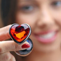 Naughty Toys kicsi szív alakú metál anál kúp, piros drágakővel