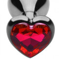 Naughty Toys kicsi szív alakú metál anál kúp, piros drágakővel