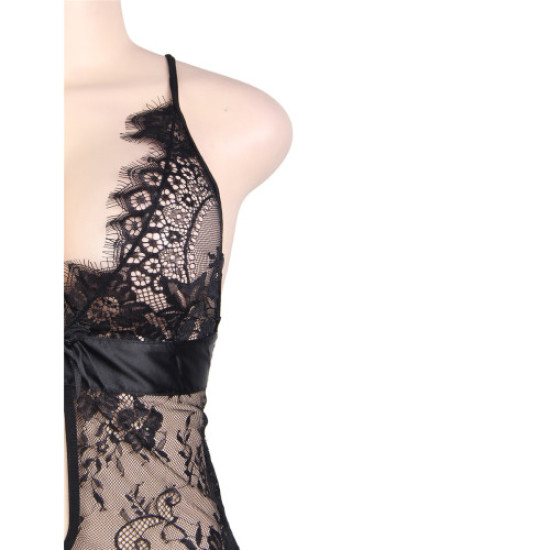 Please Me Black Babydoll with String