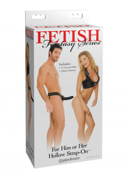 Hollow strap-on for Him or Her Fekete vibrátor-15cm